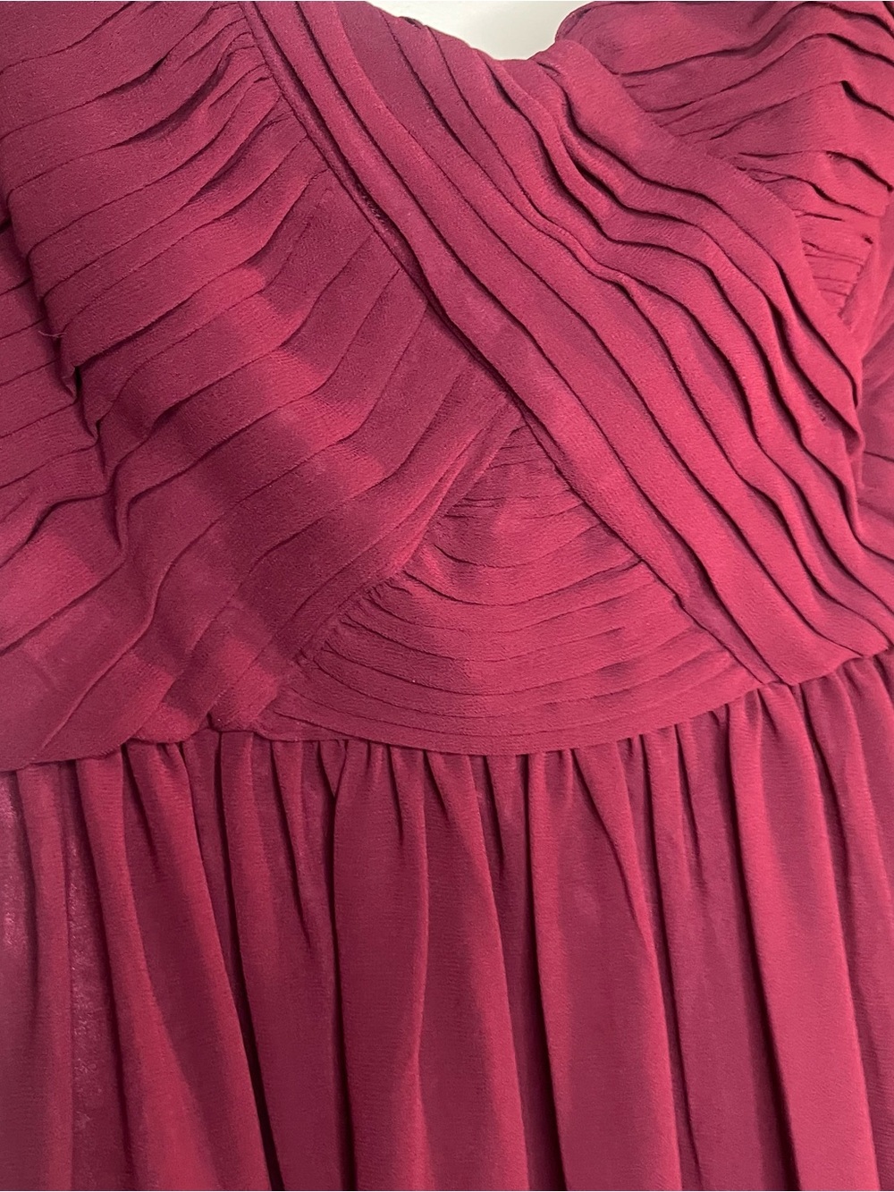 XXI Strapless Pleated Wine-Red Evening Dress